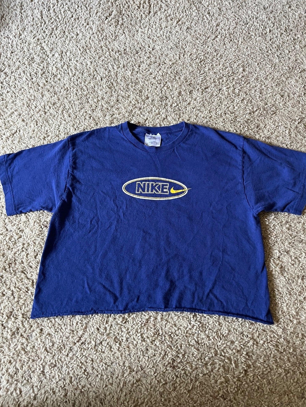 Nike Y2K Vintage Navy Crop Tee Size XL